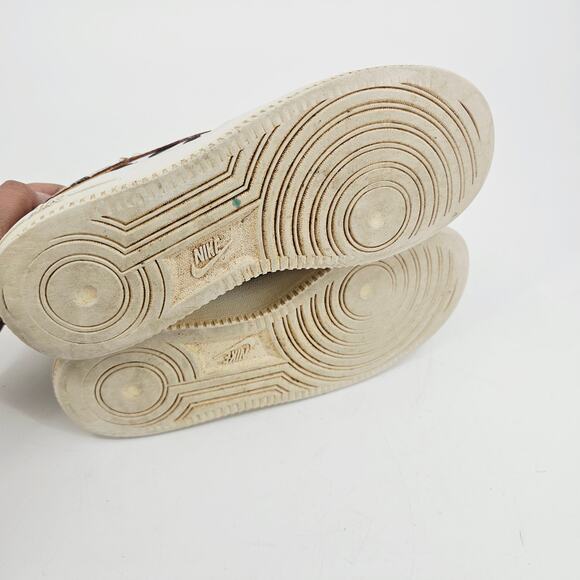 Nike Custom Cowprint White Tan Air Force 1 Sneaker Shoe women's 6.5 - Picture 7 of 10